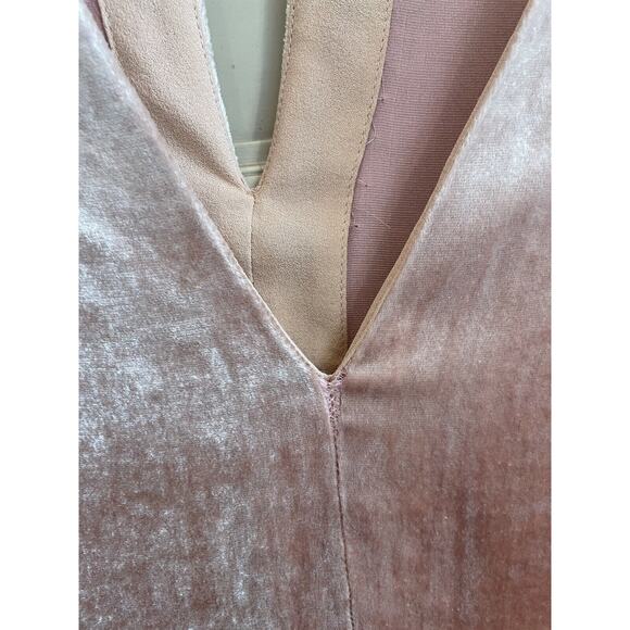A.L.C Chocker Plunging V Neck Pink Velvet Elbow Sleeve Top‎ Size 8 Silk Blend - Picture 7 of 15